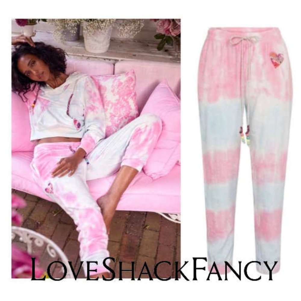 🎀 LoveShackFancy Santinella Tie-dye Joggers XL Pink White Blue